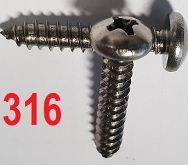 4 G-3mm Pan Head Screws Self Tapping Stainless Steel Phillips Drive
